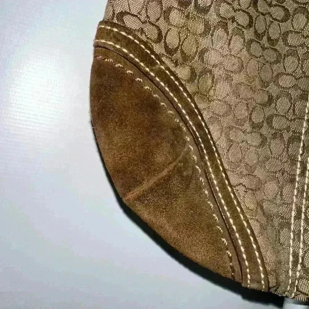 Coach Signature Crossbody Bag Jacquard Fabric & Leather Brown - Picture 7 of 16